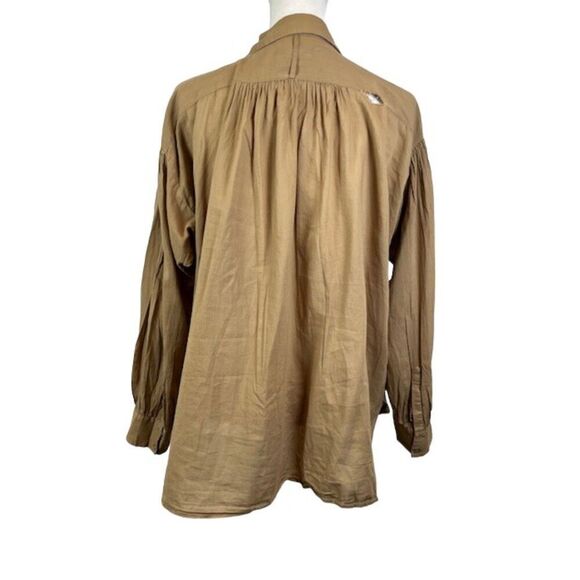 Nili Lotan Miles Blouse in Camel Tan Button Front Collar FOR REPAIR Size Medium - Picture 4 of 15